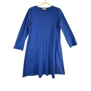 San Francisco Blue Long Sleeve Shift Dress Minimalist Medium Classic Modern Cute